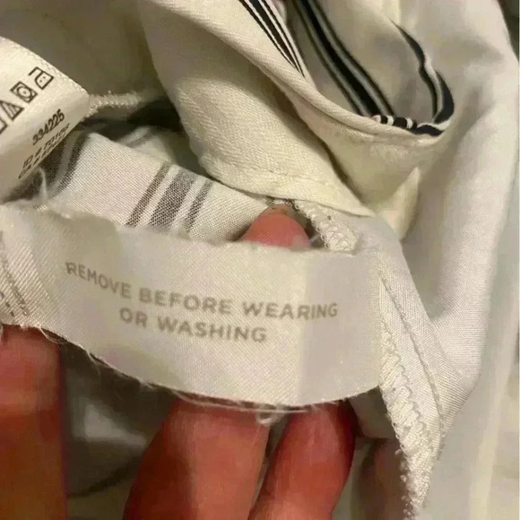 Ann Taylor LOFT white & black striped boyfriend pants with zipper at leg size 10 - Picture 9 of 9